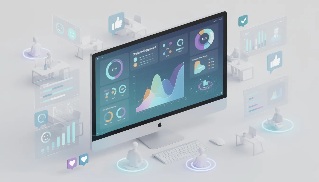 Outils modernes pour mesurer l'engagement des collaborateurs, présentés sur un écran d'ordinateur.