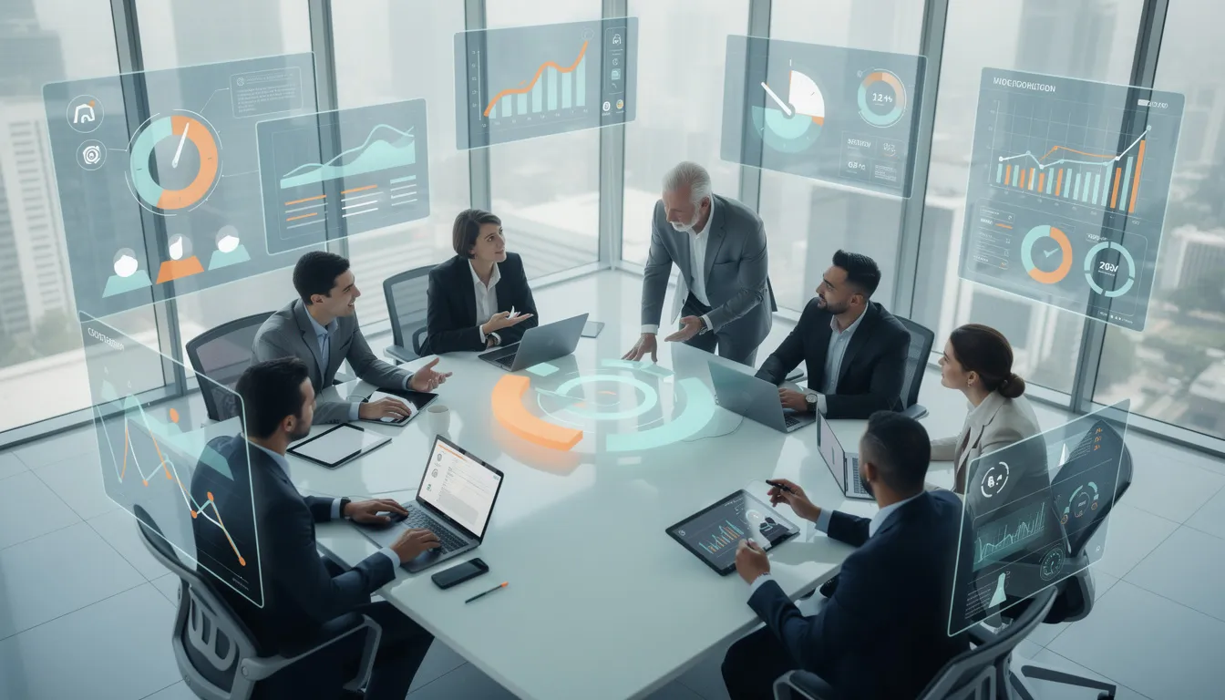 Une équipe de collaborateurs engagés dans une réunion pour discuter de l'engagement des collaborateurs.