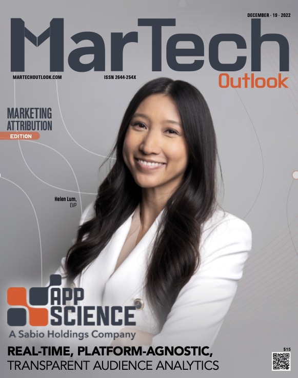 App Science EVP Helen Lum appears on the cover of Martech Outlook's Marketing Attribution edition, Dec. 2022