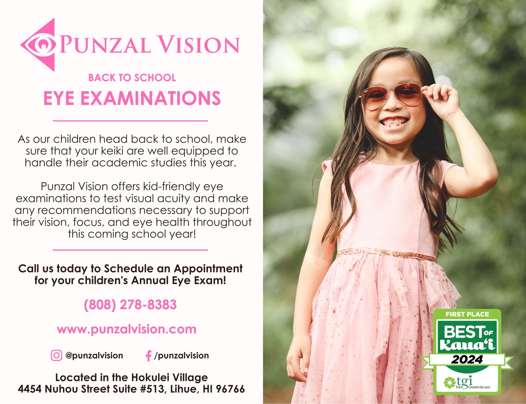 Back to school eye exams for children on Kauai