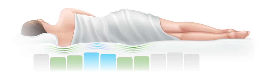 Woman sleeping on her side showing individual zone pressure control