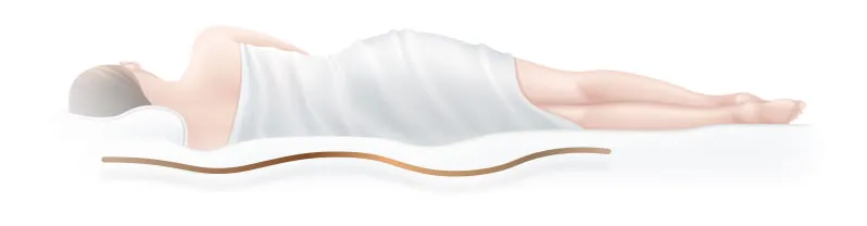 Woman sleeping on her side showing contour of mattress