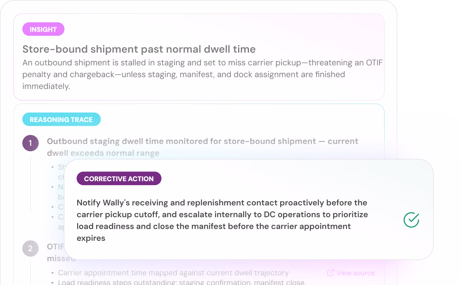 Beamup insight and corrective action mockup card