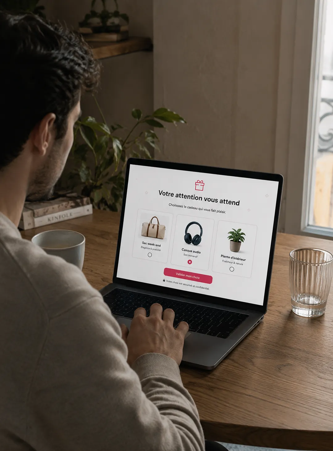 Client choisissant lui-même son cadeau parmi une sélection personnalisée