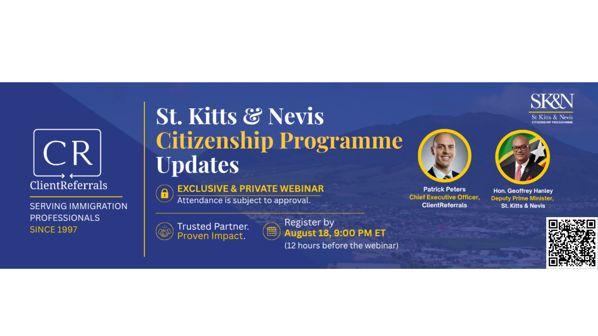 ClientReferrals Announces an Exclusive and Private Webinar on St. Kitts & Nevis Citizenship Programme Updates