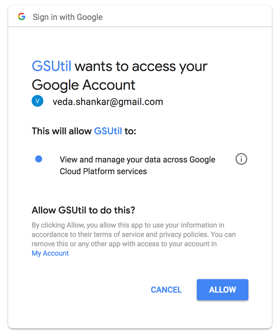 gsutil authentication