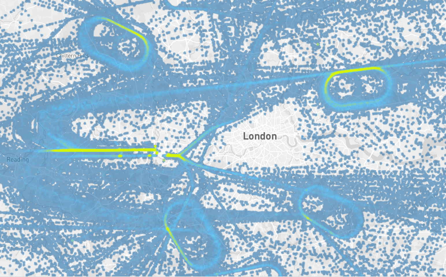 Heathrow Airport flight holding patterns