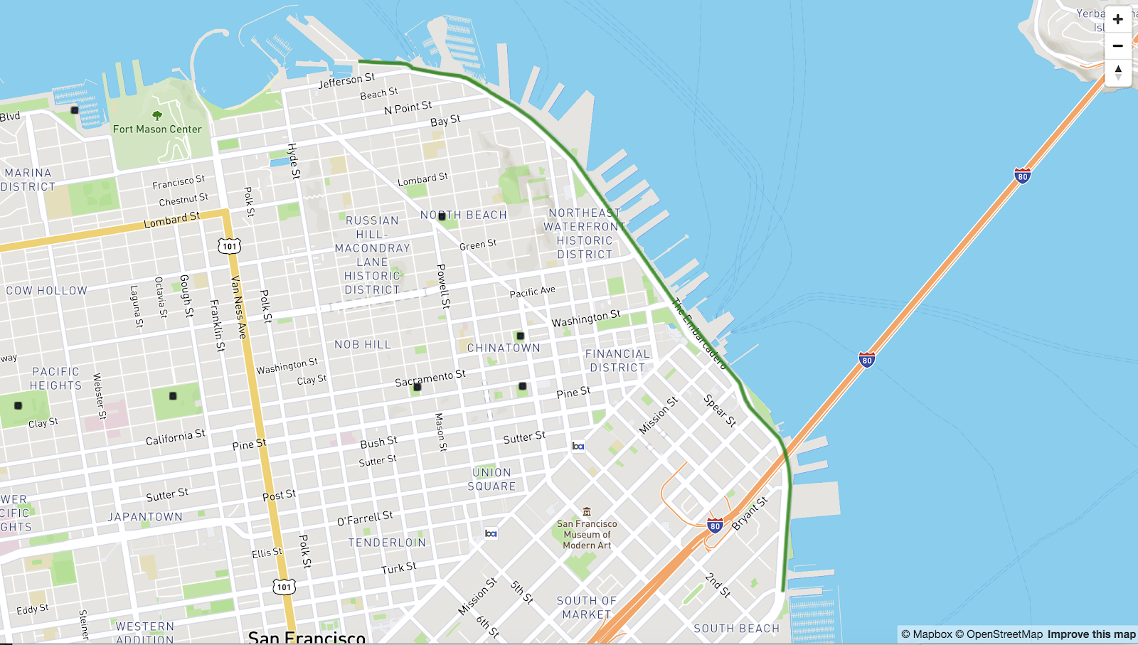 Embarcadero Bike Route