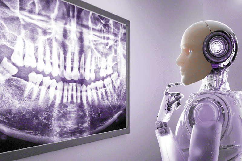 robot looking at an xray