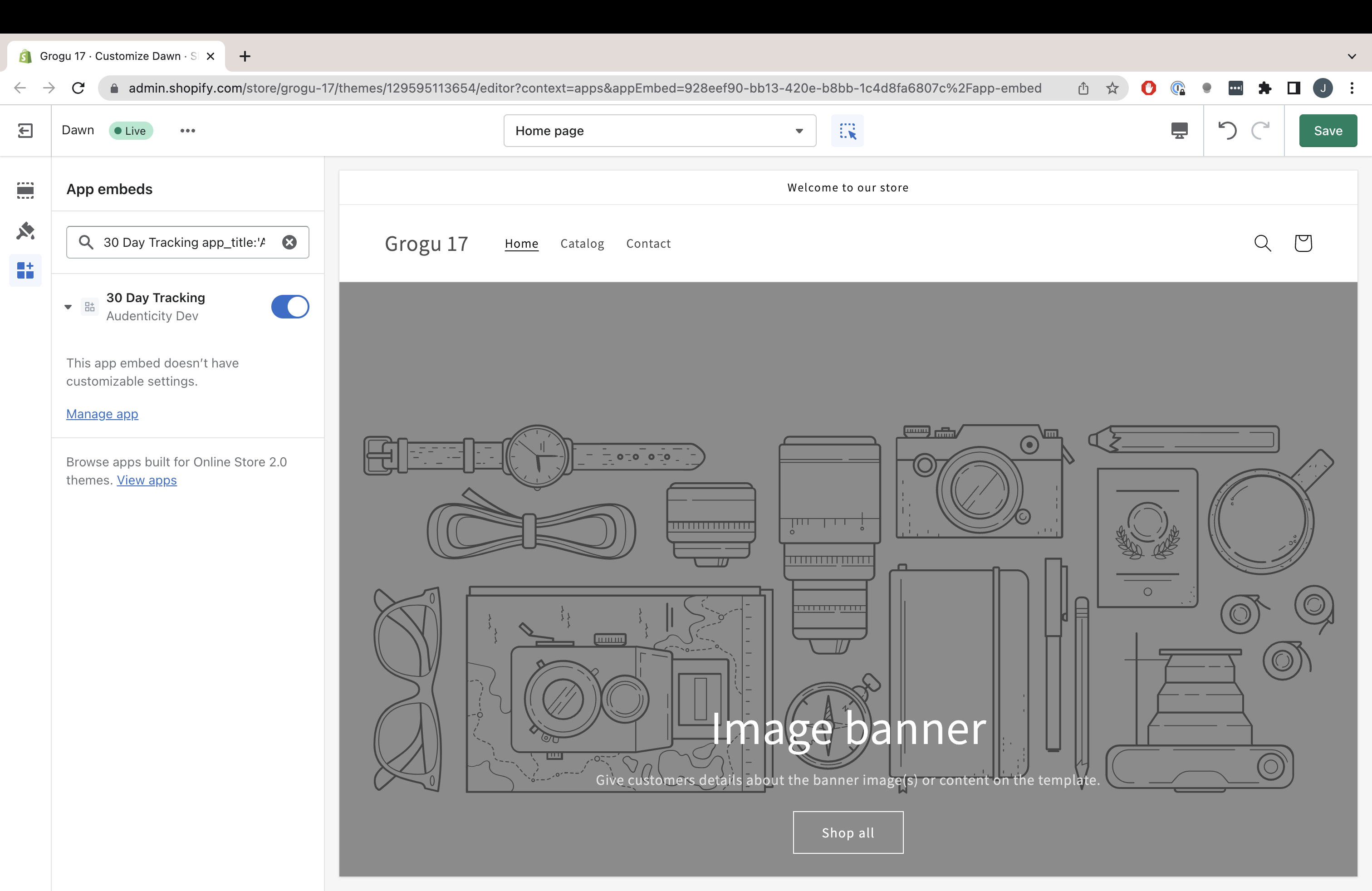 Enabling extended tracking on Shopify