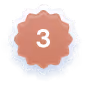 Bronze badge with the number 3 in white at the center and blue shadow edges.