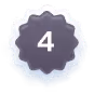 Number 4 in white inside a scalloped-edge dark gray badge with a blue shadow.