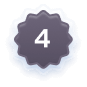 Number 4 in white inside a scalloped-edge dark gray badge with a blue shadow.