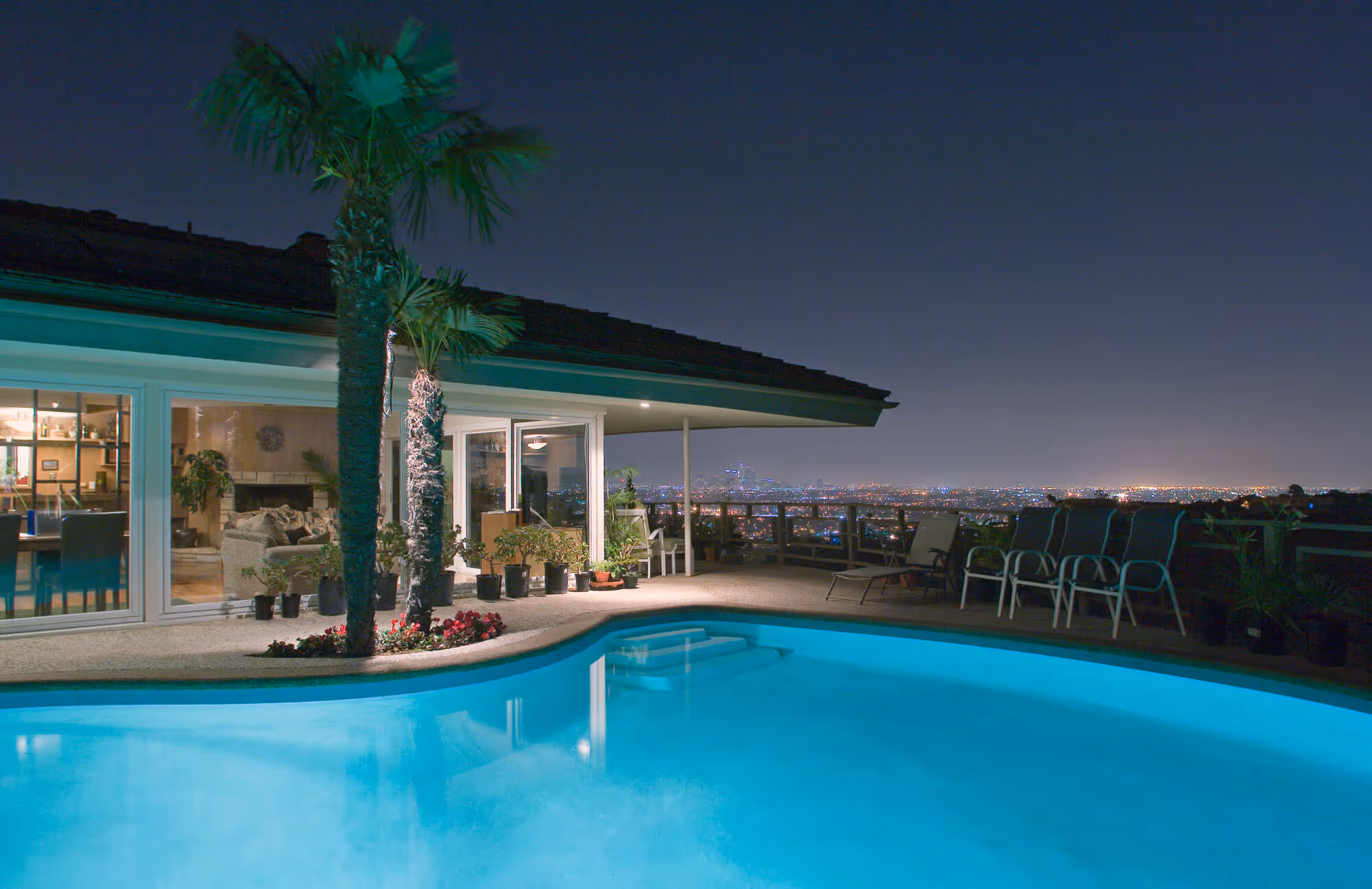 Private residence exterior with pool, Los Angeles, California