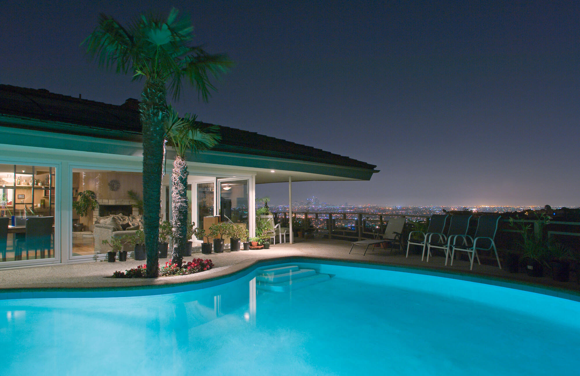 Private residence exterior with pool, Los Angeles, California