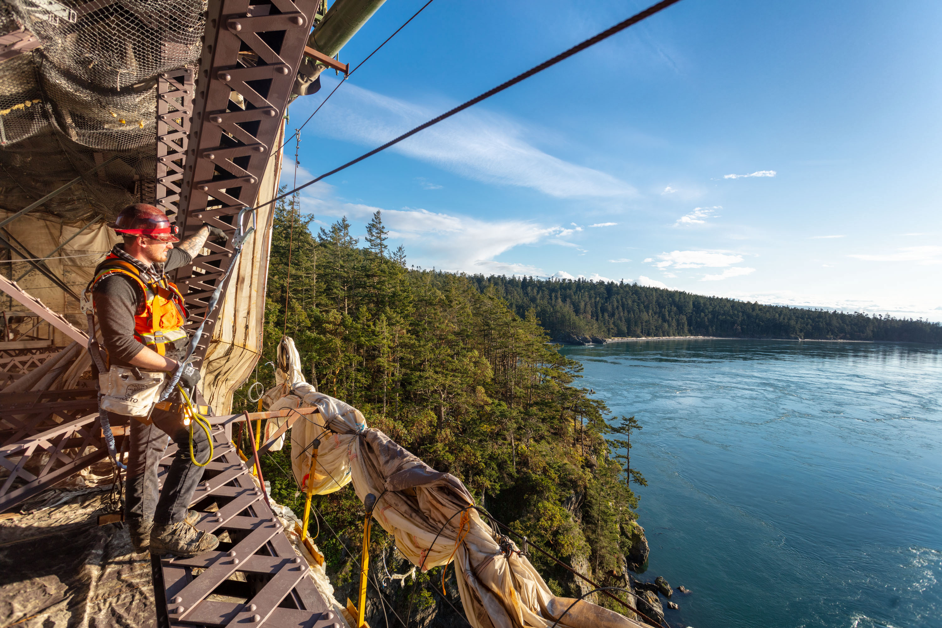 Construction project, Deception Pass Bridge, Whidbey Island, Washington