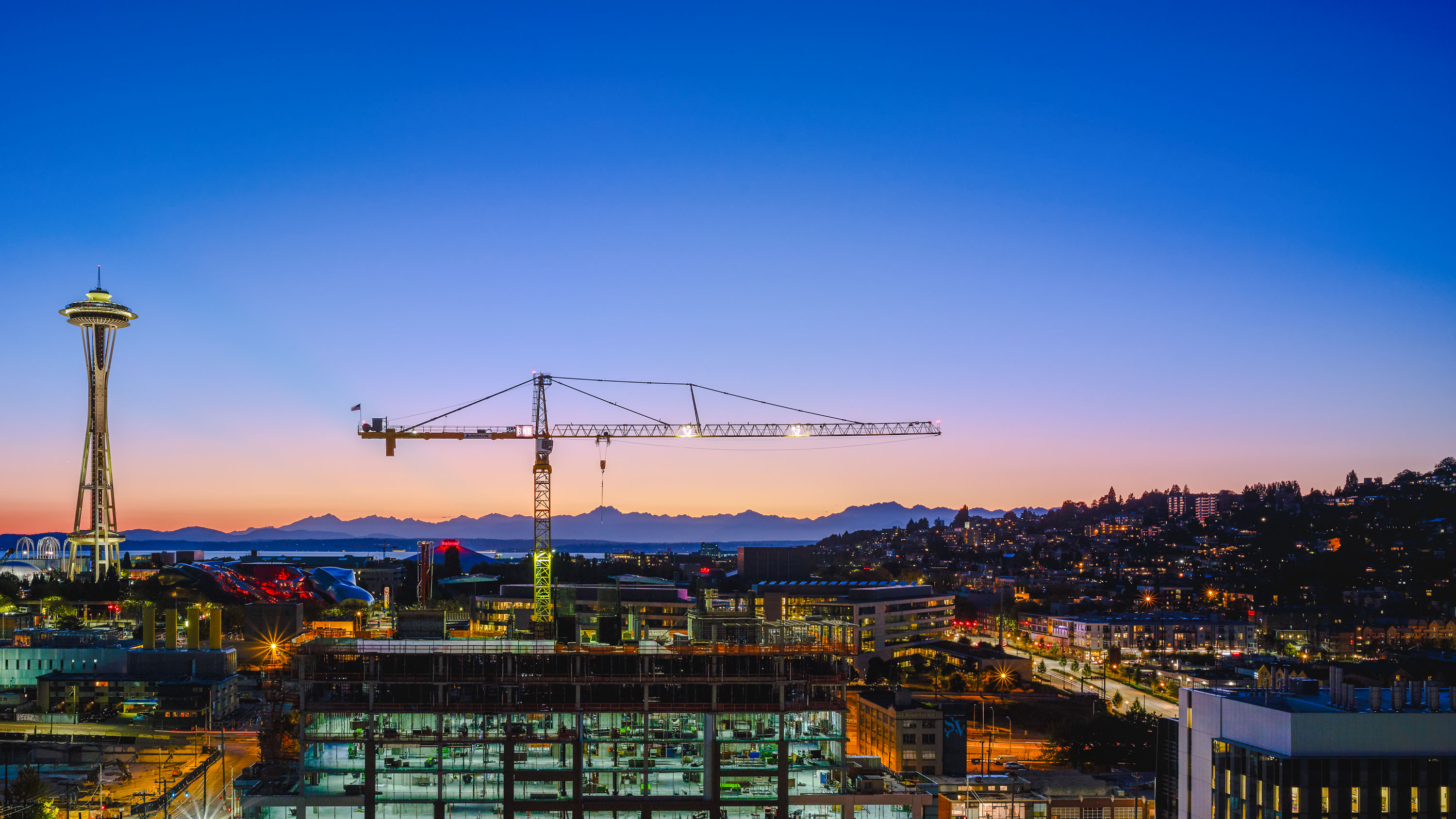 BN Builders construction crane, Seattle, Washington