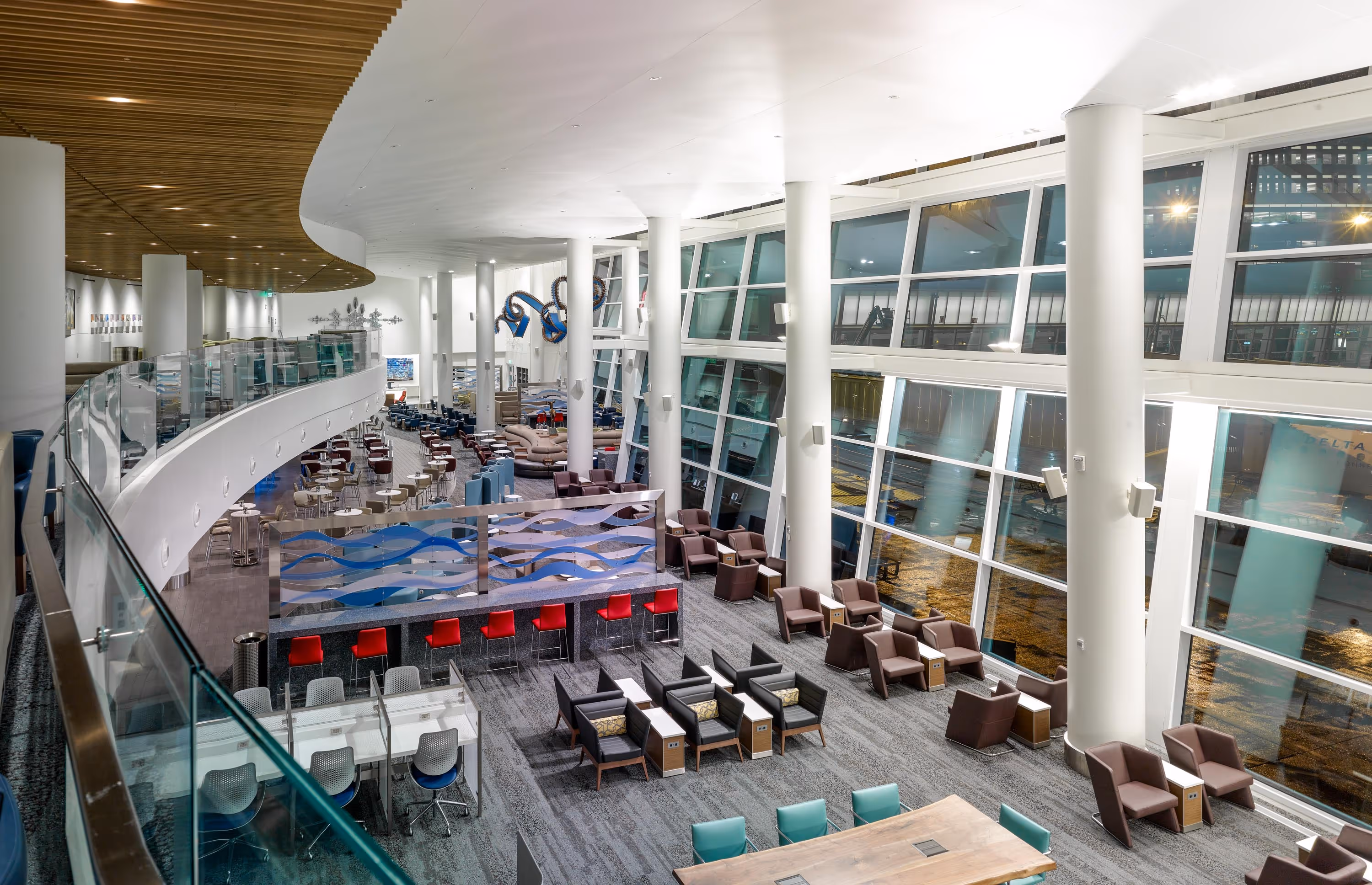 Delta Air Lines airport lounge interior, Seattle-Tacoma International Airport, Seattle, Washington