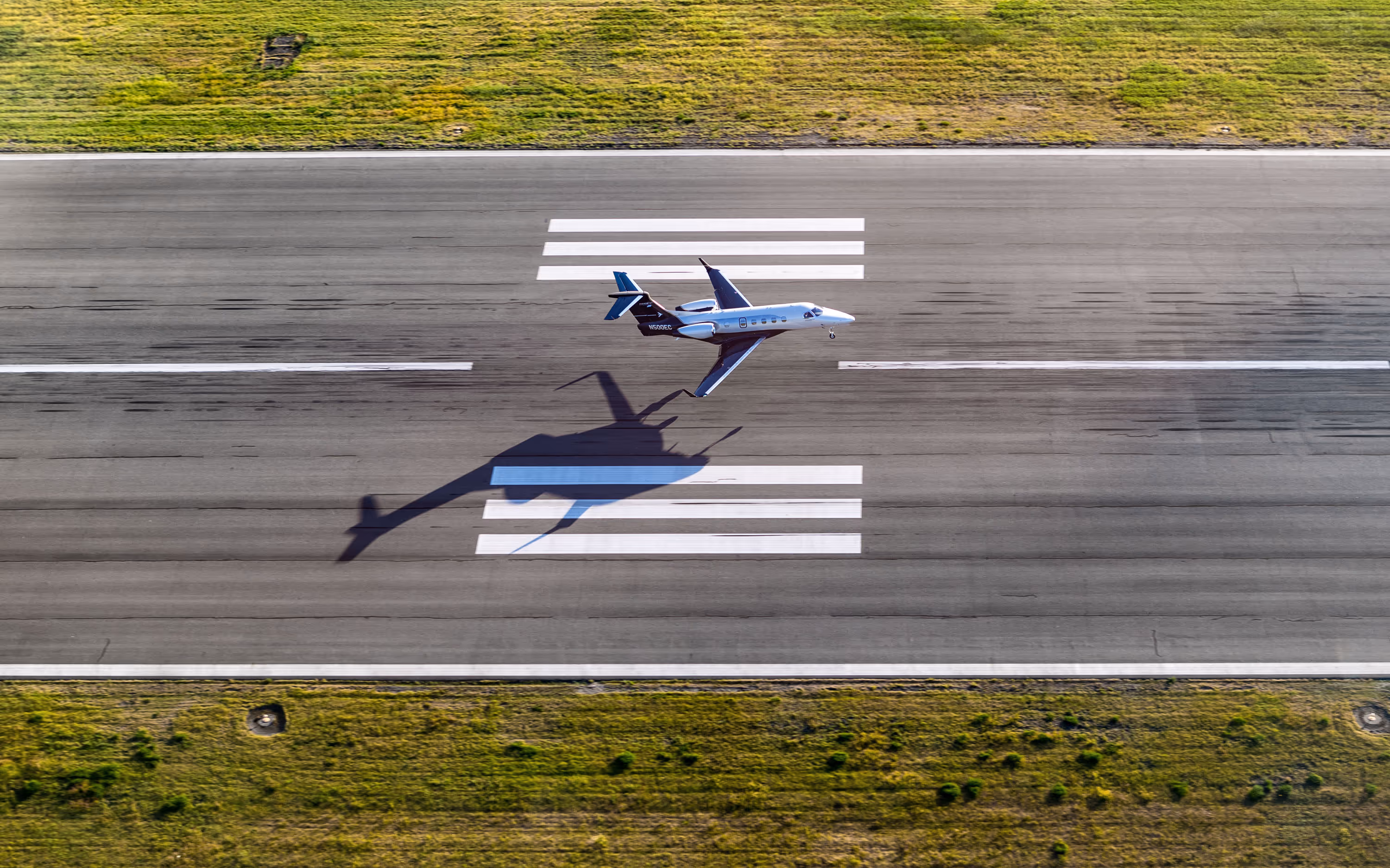 Private jet landing at Boeing Field BFI Seattle, Washington