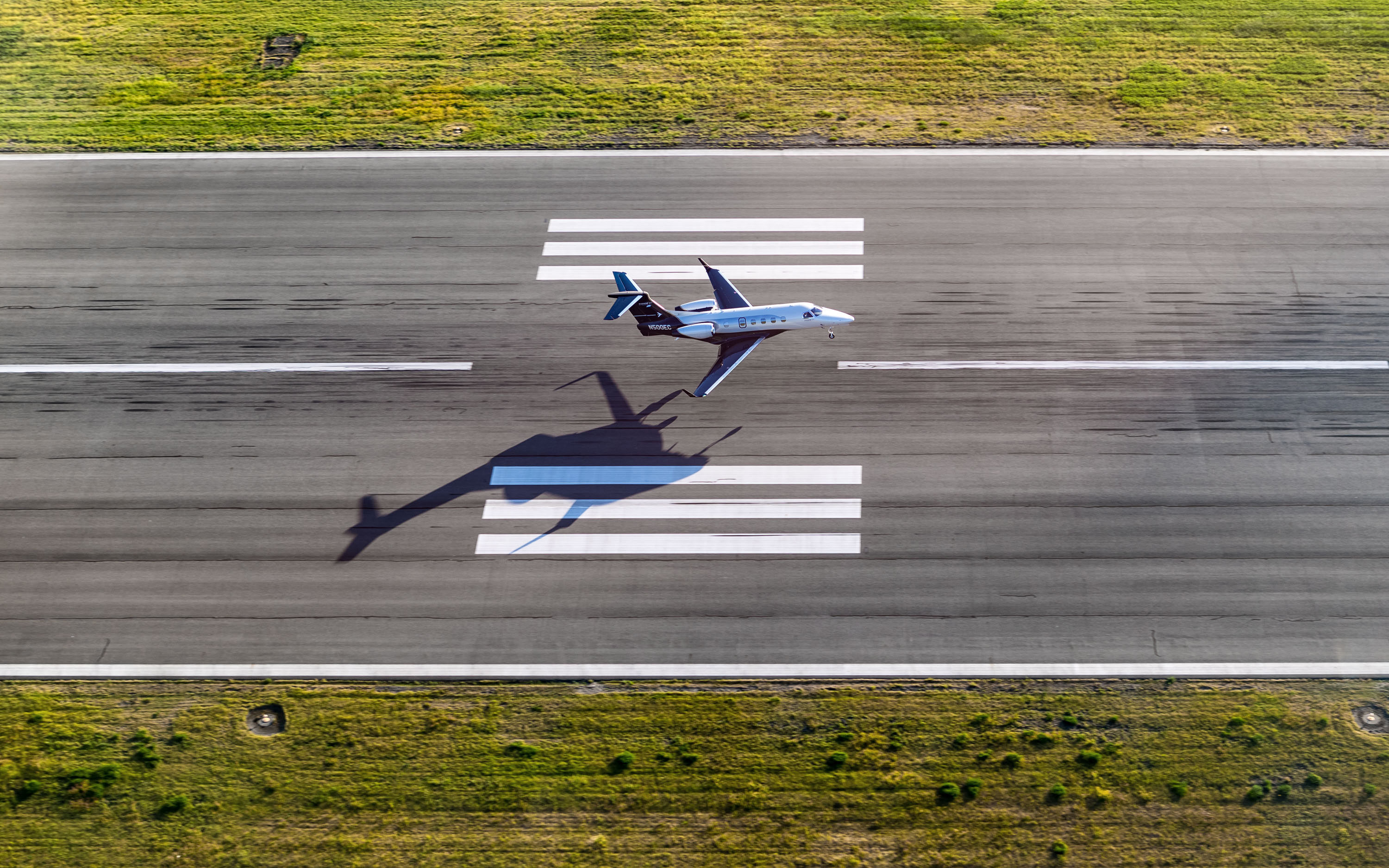 Private jet landing at Boeing Field BFI Seattle, Washington