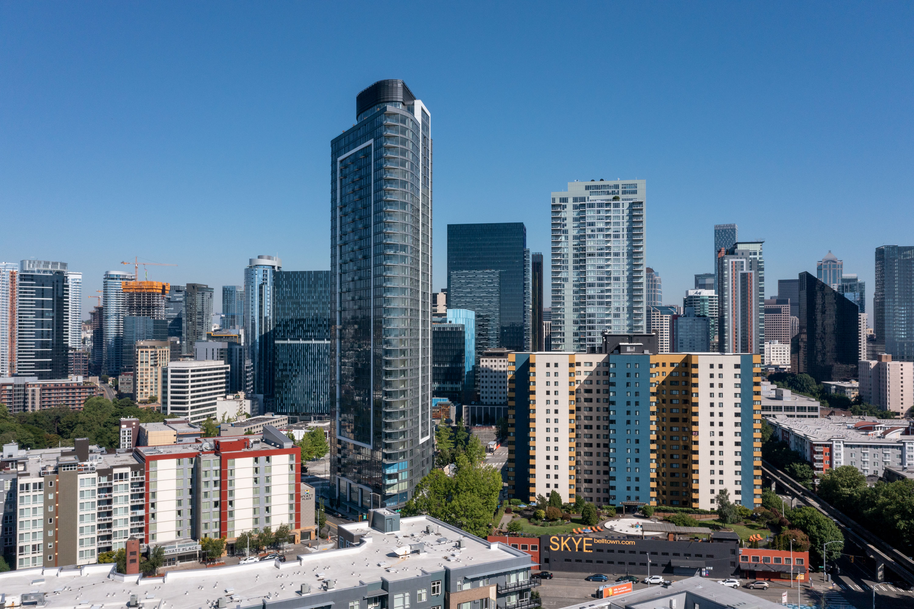 Spire Condominiums exterior aerial photo, Seattle, Washington