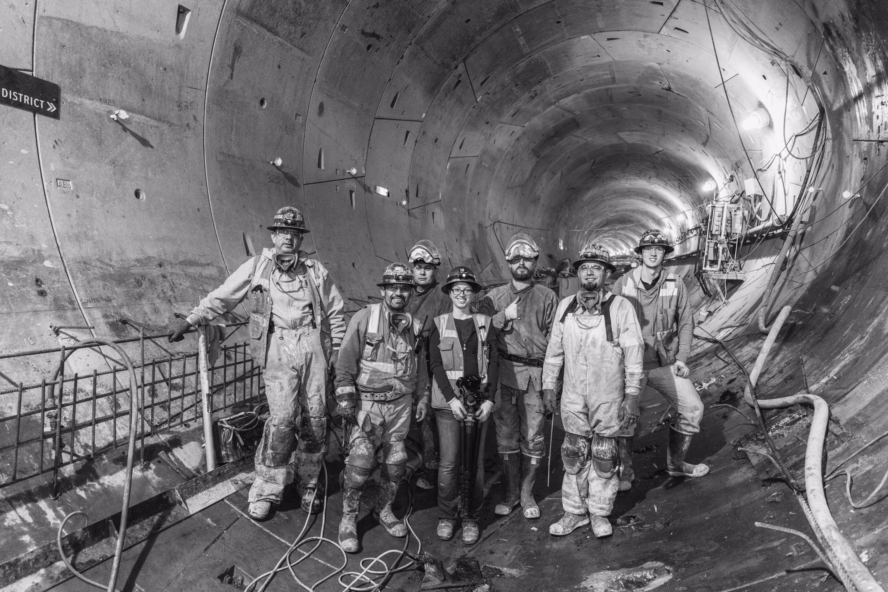 Sound Transit Link Light Rail, University District Tunnel construction crew portrait, Seattle, Washington