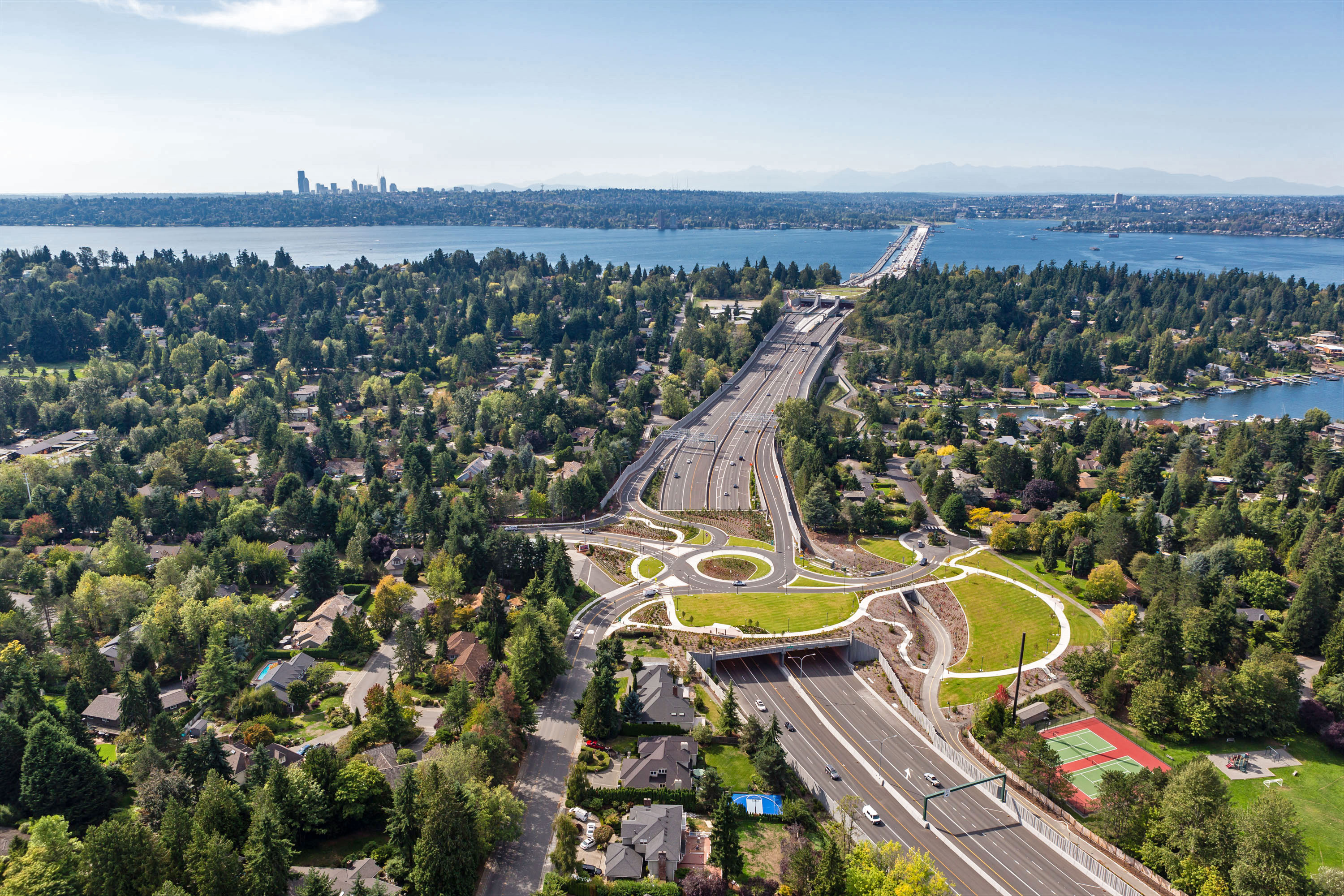 I-405 aerial construction documentation, Kirkland Washington