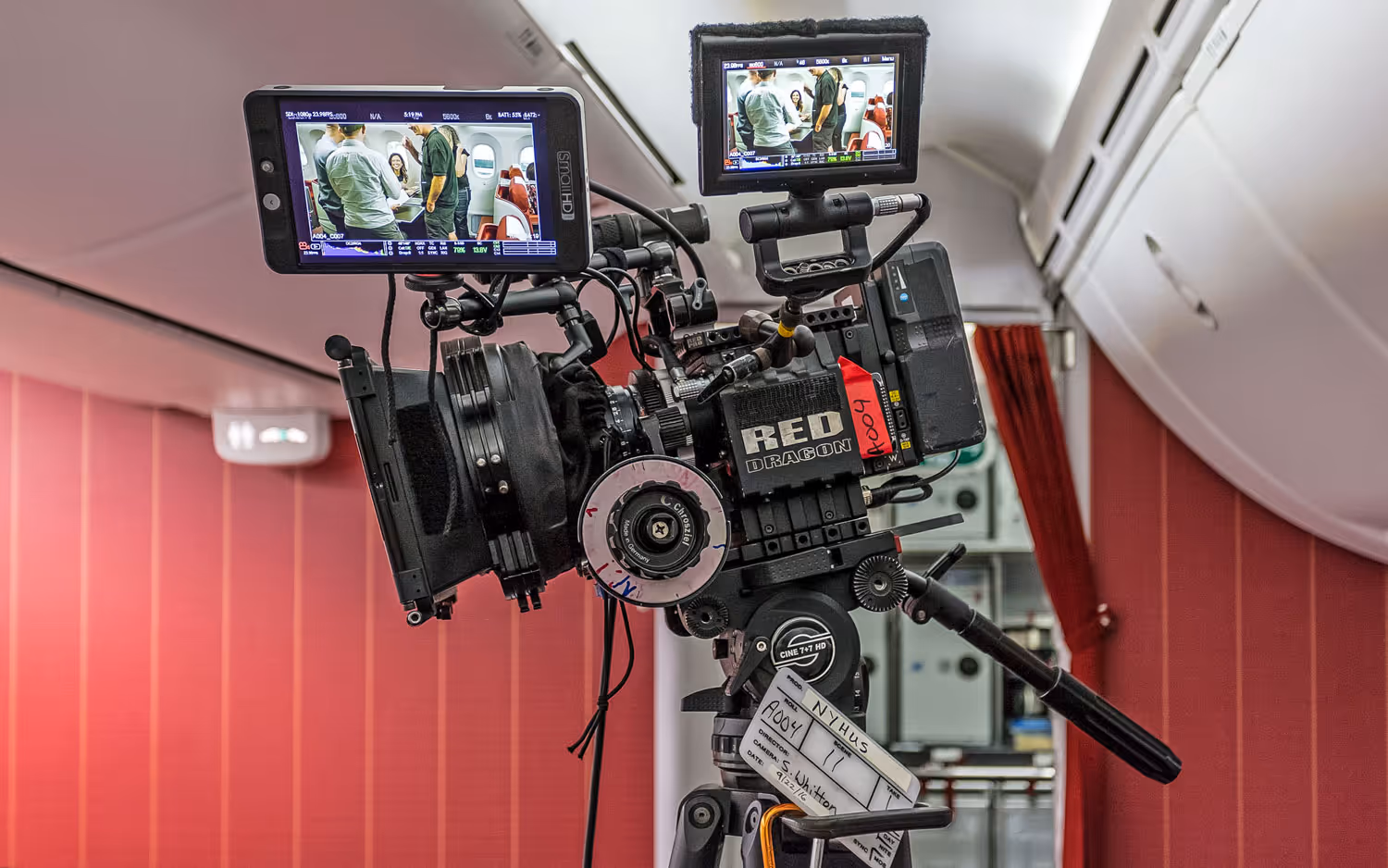 A digital video camera on a video set