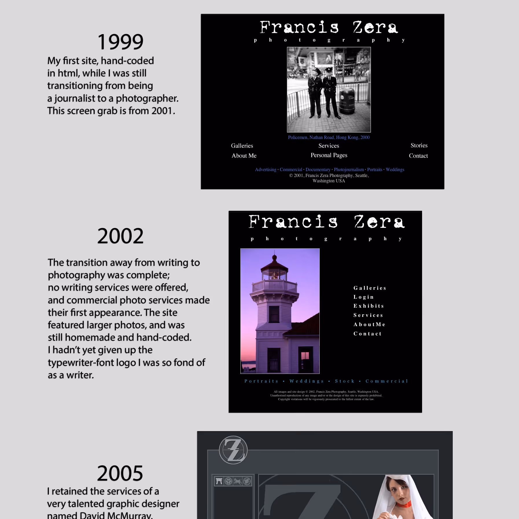 A screenshot of my current website homepage