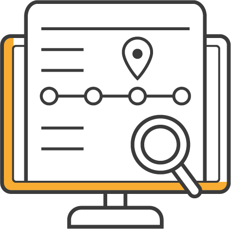 Icon of computer with an audit sheet on it.