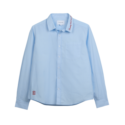 T factor striped button up shirt