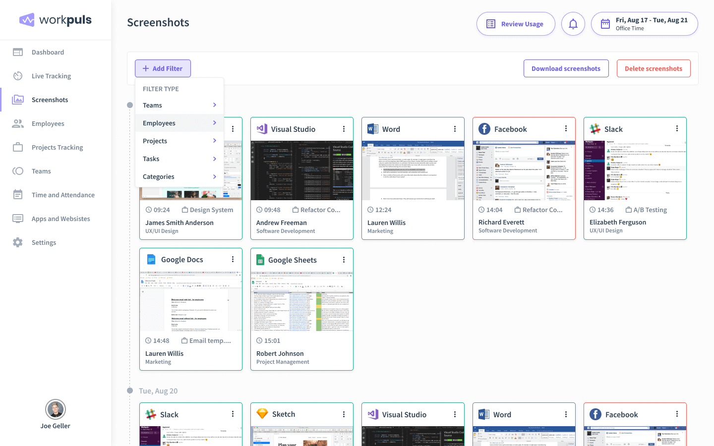 screenshot employee monitoring