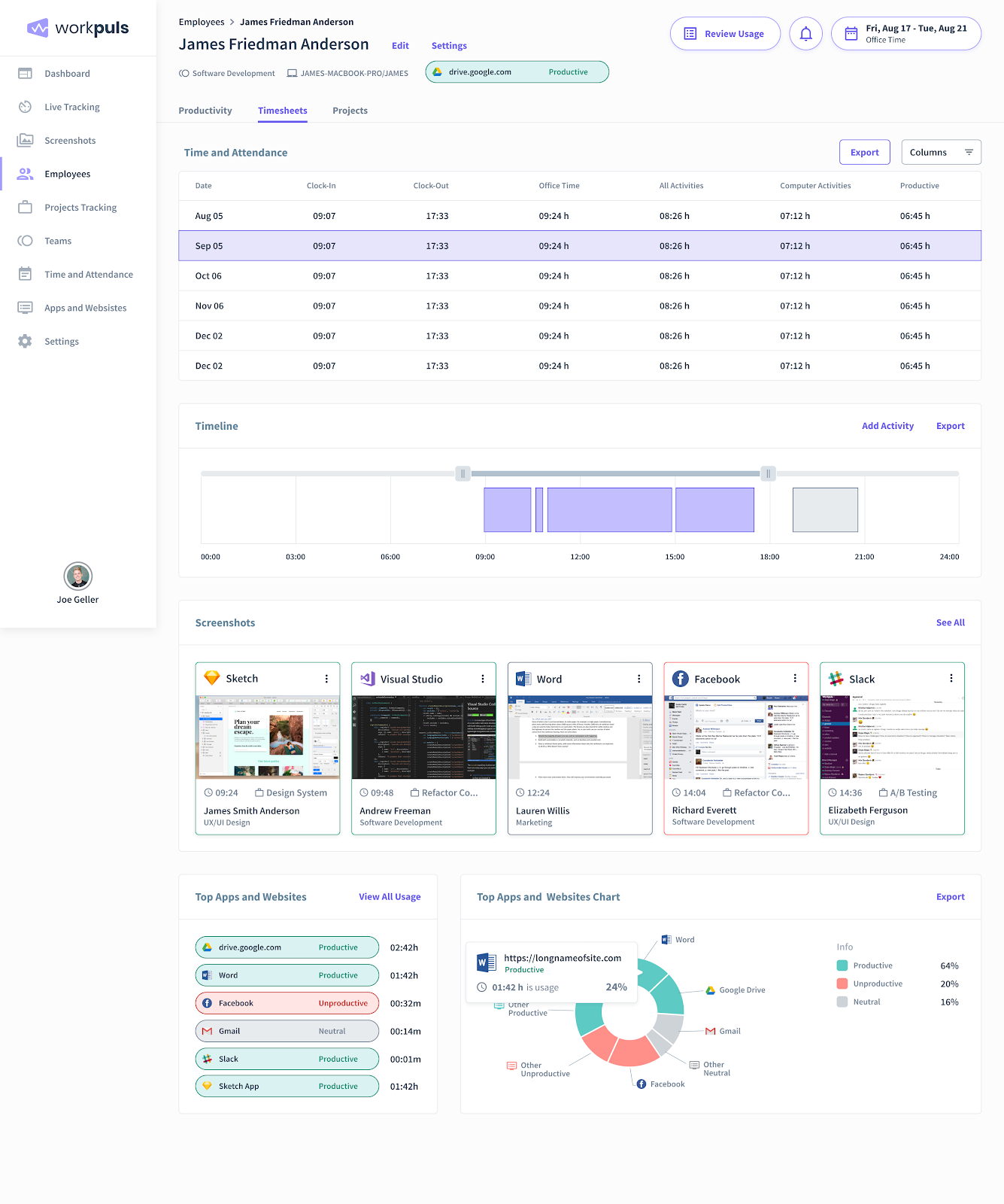 employee tracking settings