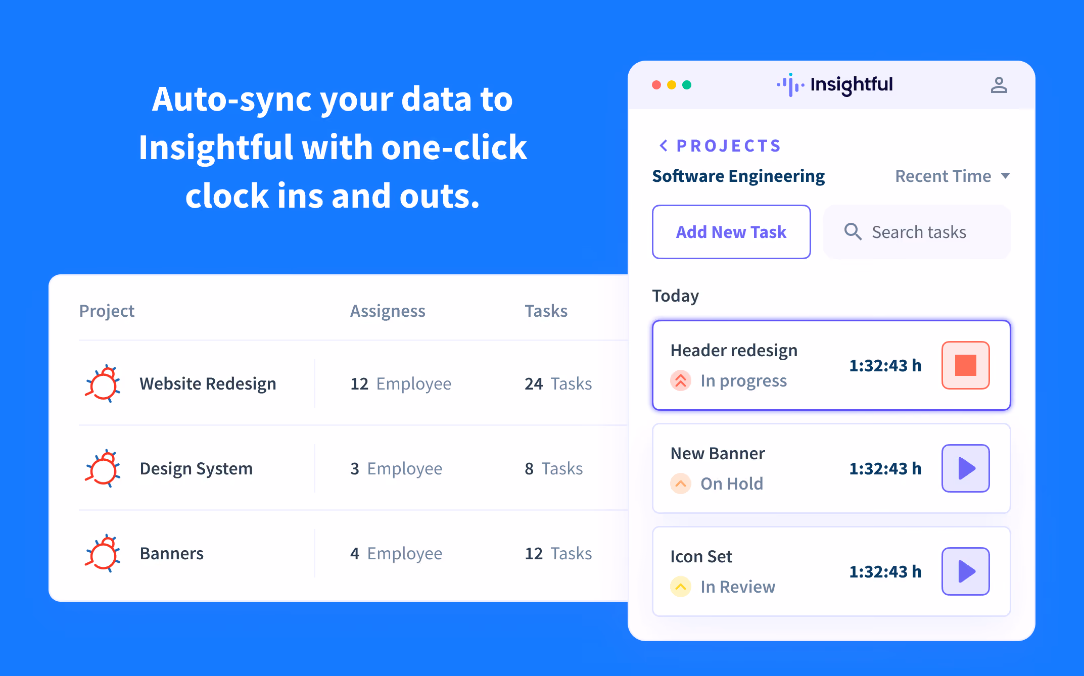 registra el tiempo dedicado a Zoho Bugs con el Insightful Timer