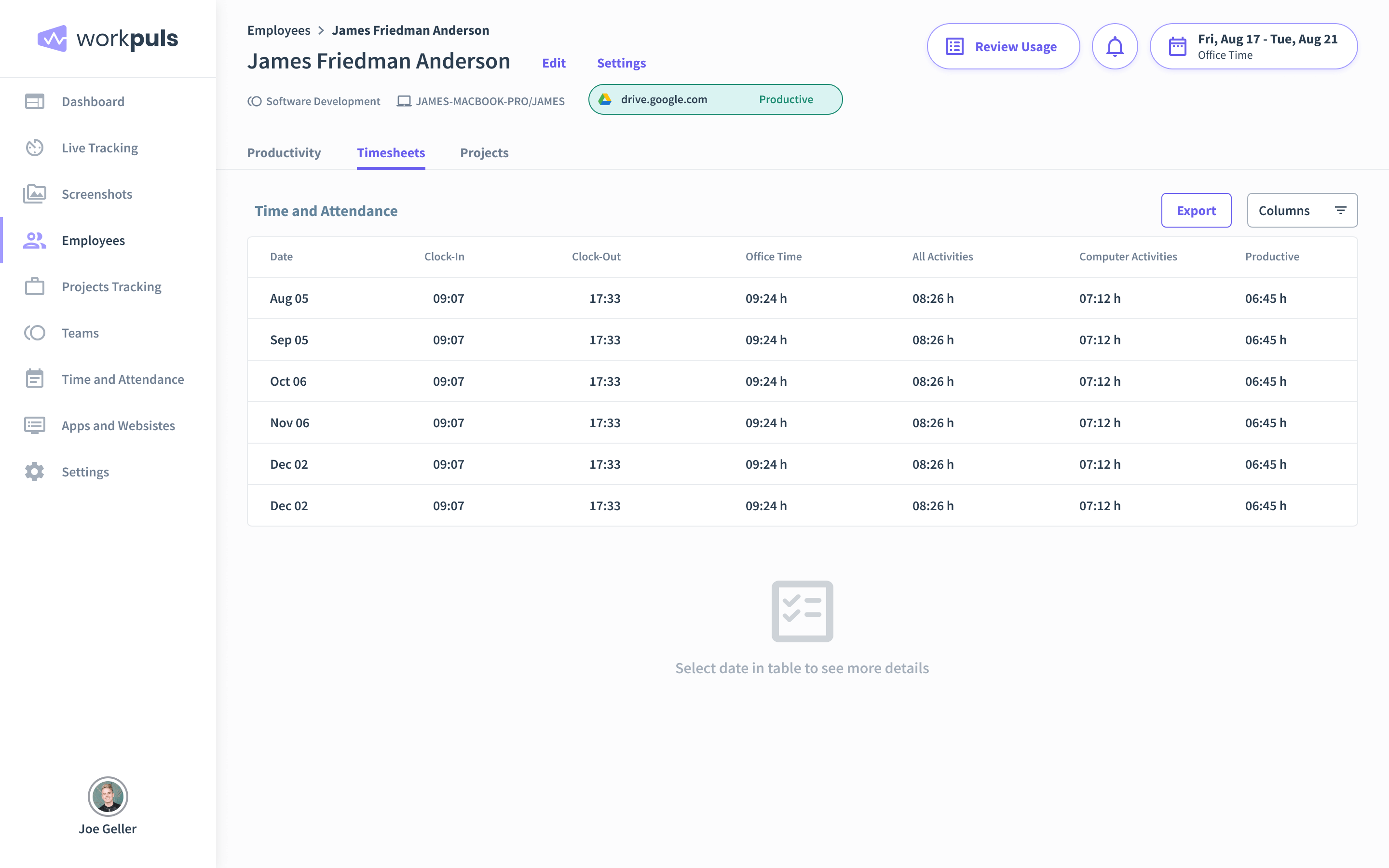 employee timesheets