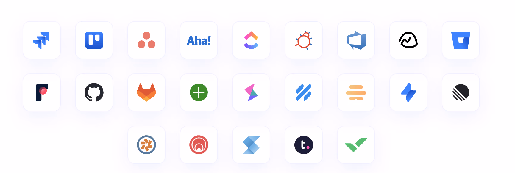 Insightful integrations grid showing 50-plus connected tools, including Jira, Asana, BambooHR, Workday, and Okta.