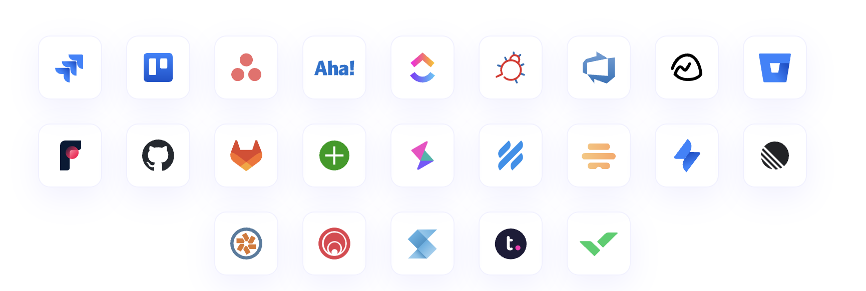Insightful integrations grid showing 50-plus connected tools, including Jira, Asana, BambooHR, Workday, and Okta.