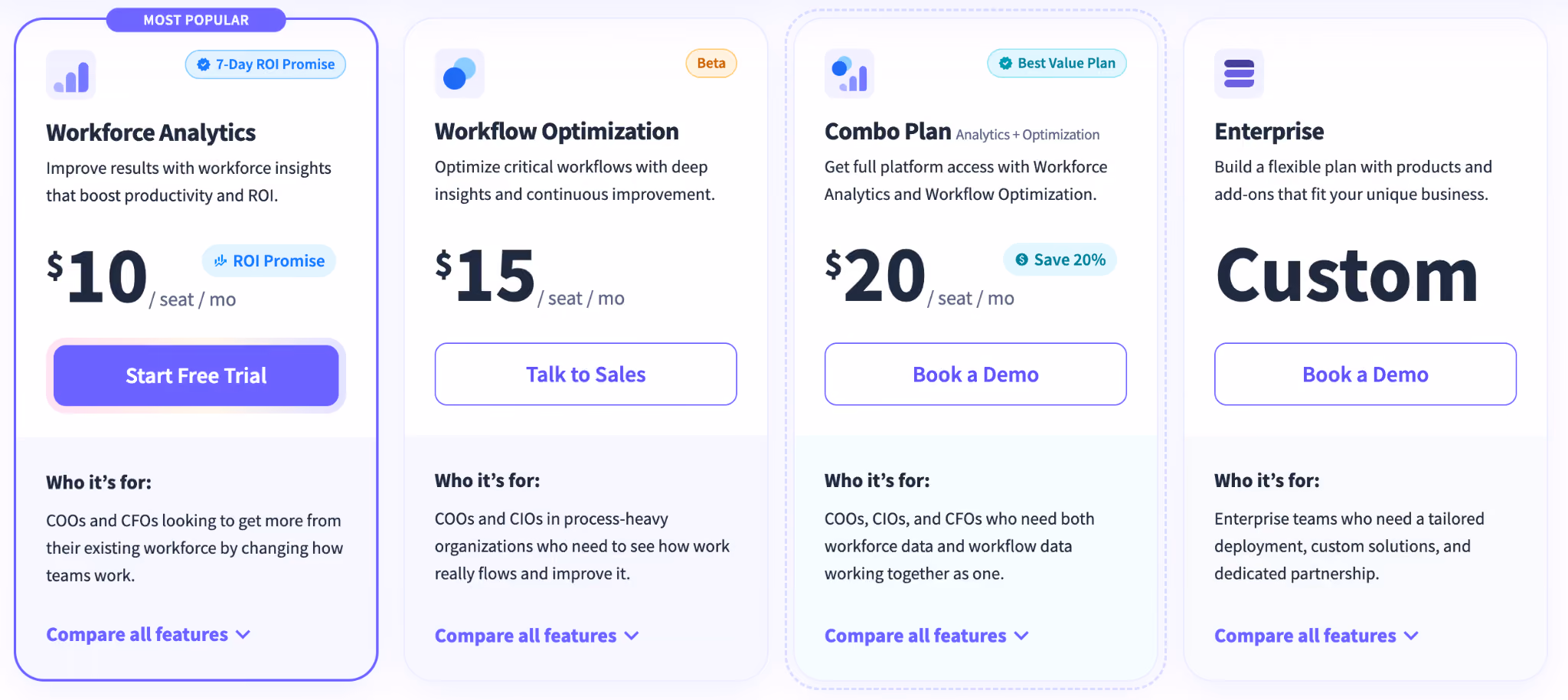 Insightful pricing plans showing Employee Monitoring, Time Tracking, Automatic Time Mapping, and Enterprise tiers.