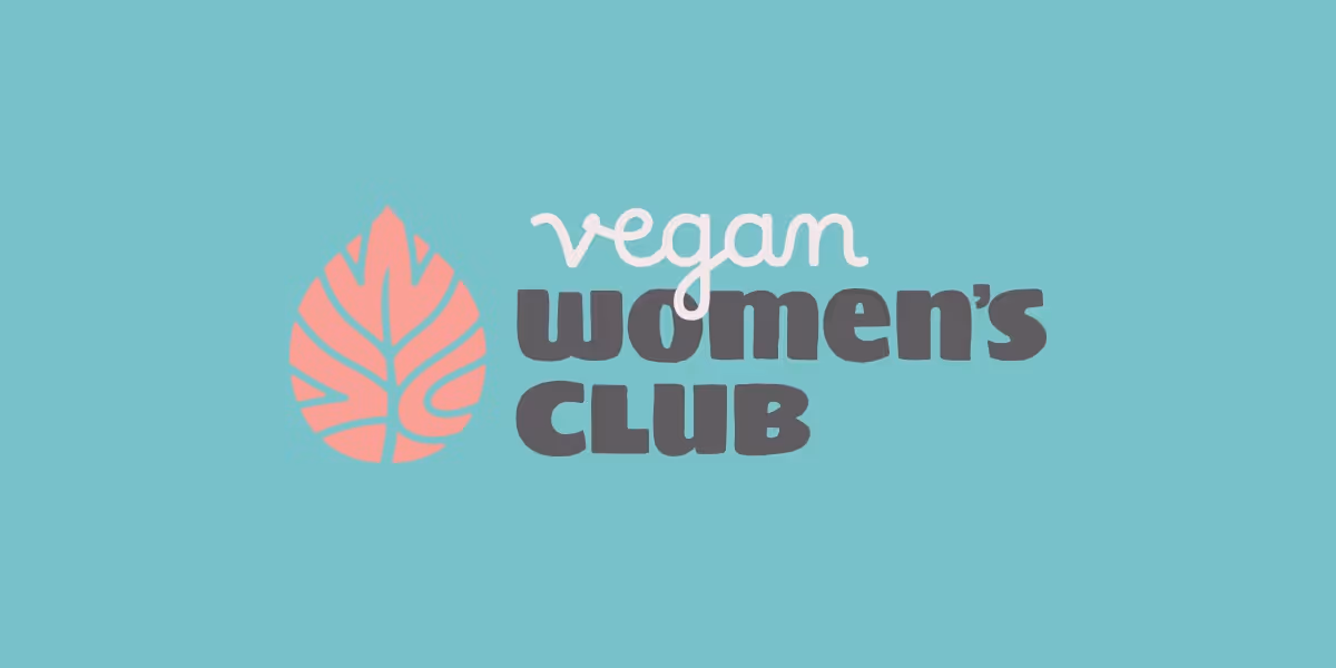 vegan womens club primary secondary design on blue background