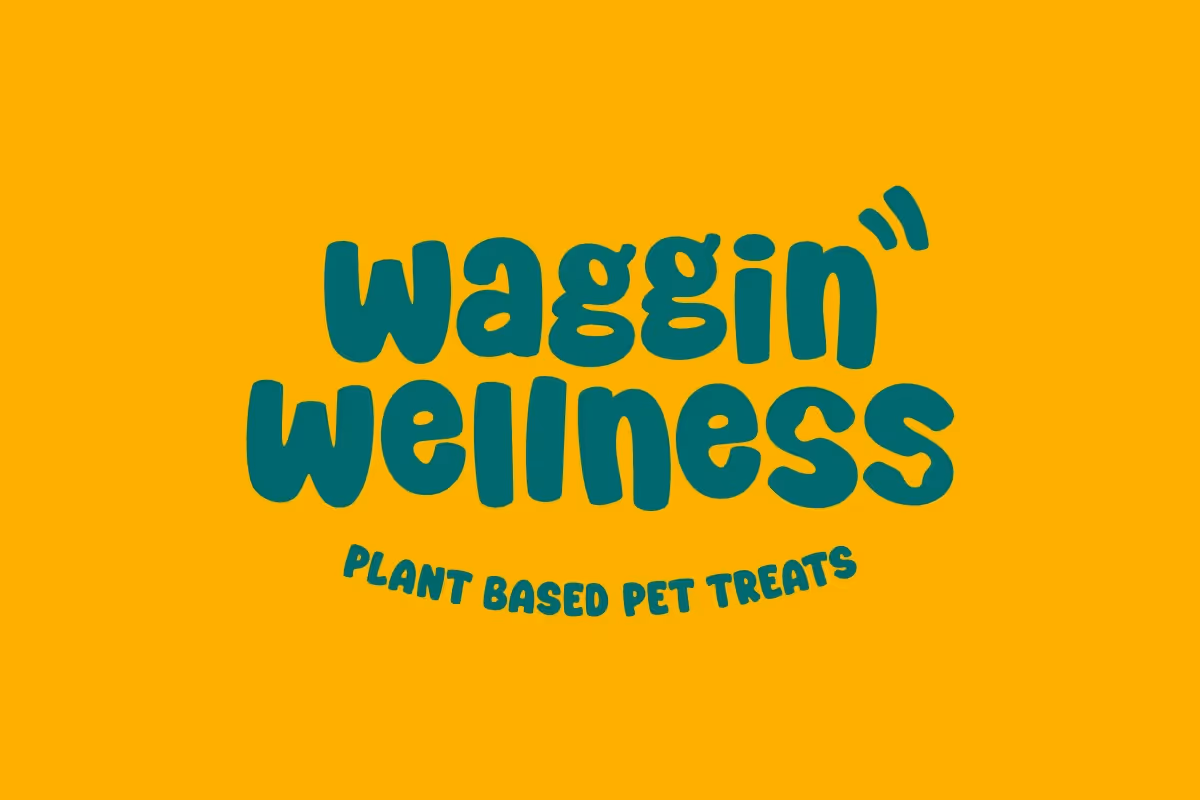 waggin wellness logo on a yellow background