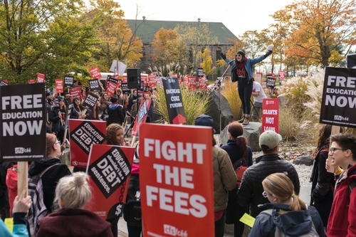 Students protesting against rising student fees