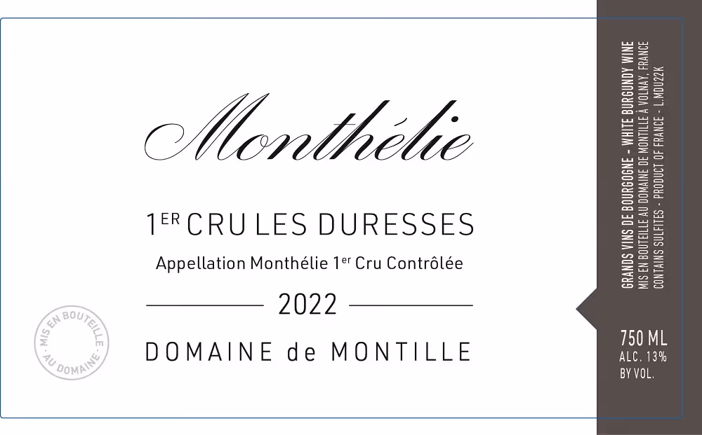 Monthélie 1er cru Duresses 2022