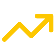 Yellow upward trending arrow graph showing business growth or progress