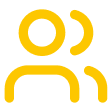 Minimalist yellow icon of a person with circular head and curved body