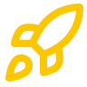 Yellow rocket or spaceship icon symbolizing launch, innovation, or startup