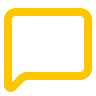 Yellow speech bubble with rounded corners, communicating dialog or conversation