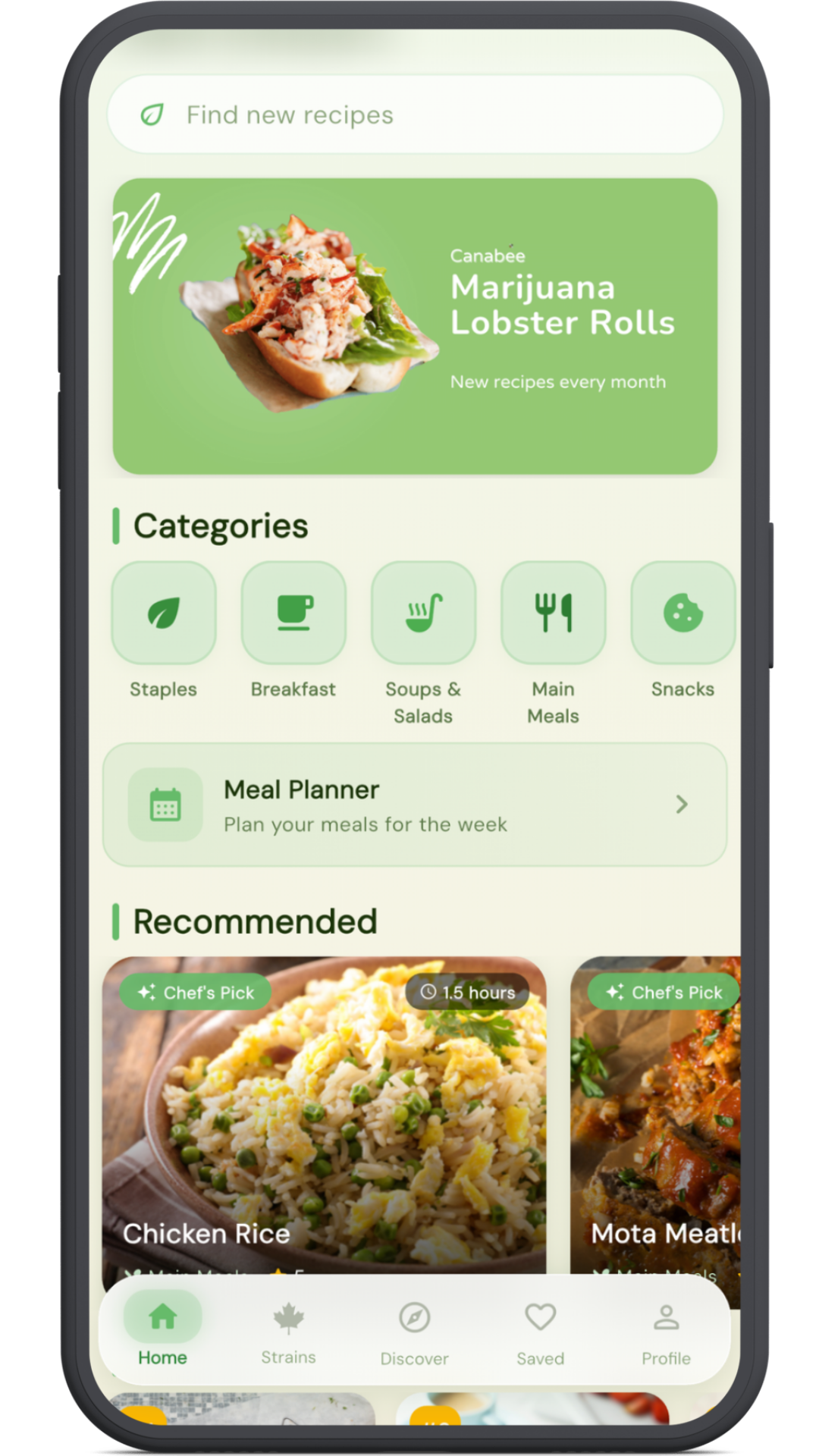Canabee App screenshot of cannabis recipe with ingredient list