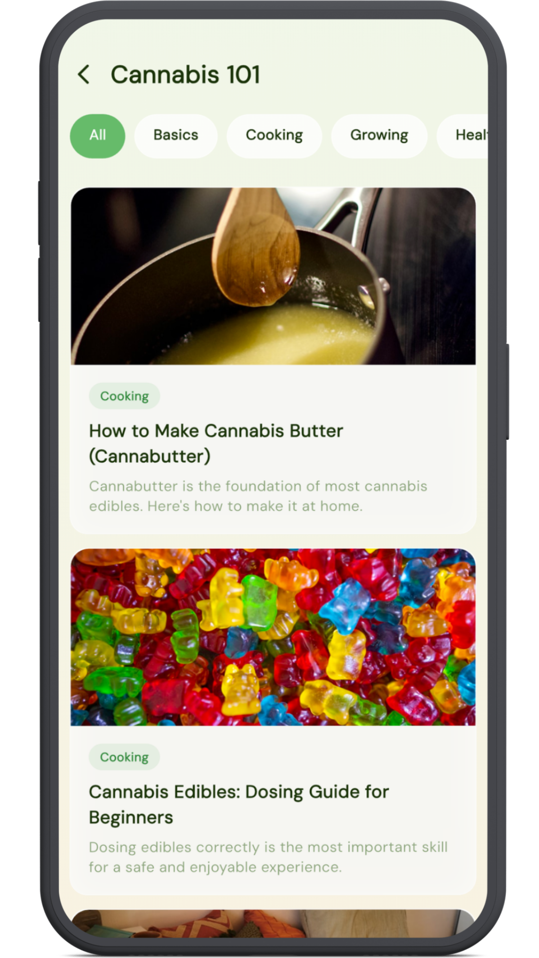 Canabee App screenshot of cannabis strains
