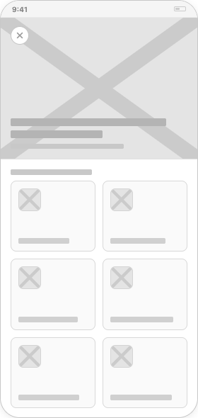 Low-fidelity wireframe of the game-day services hub with parking, weather, and ticket info tiles