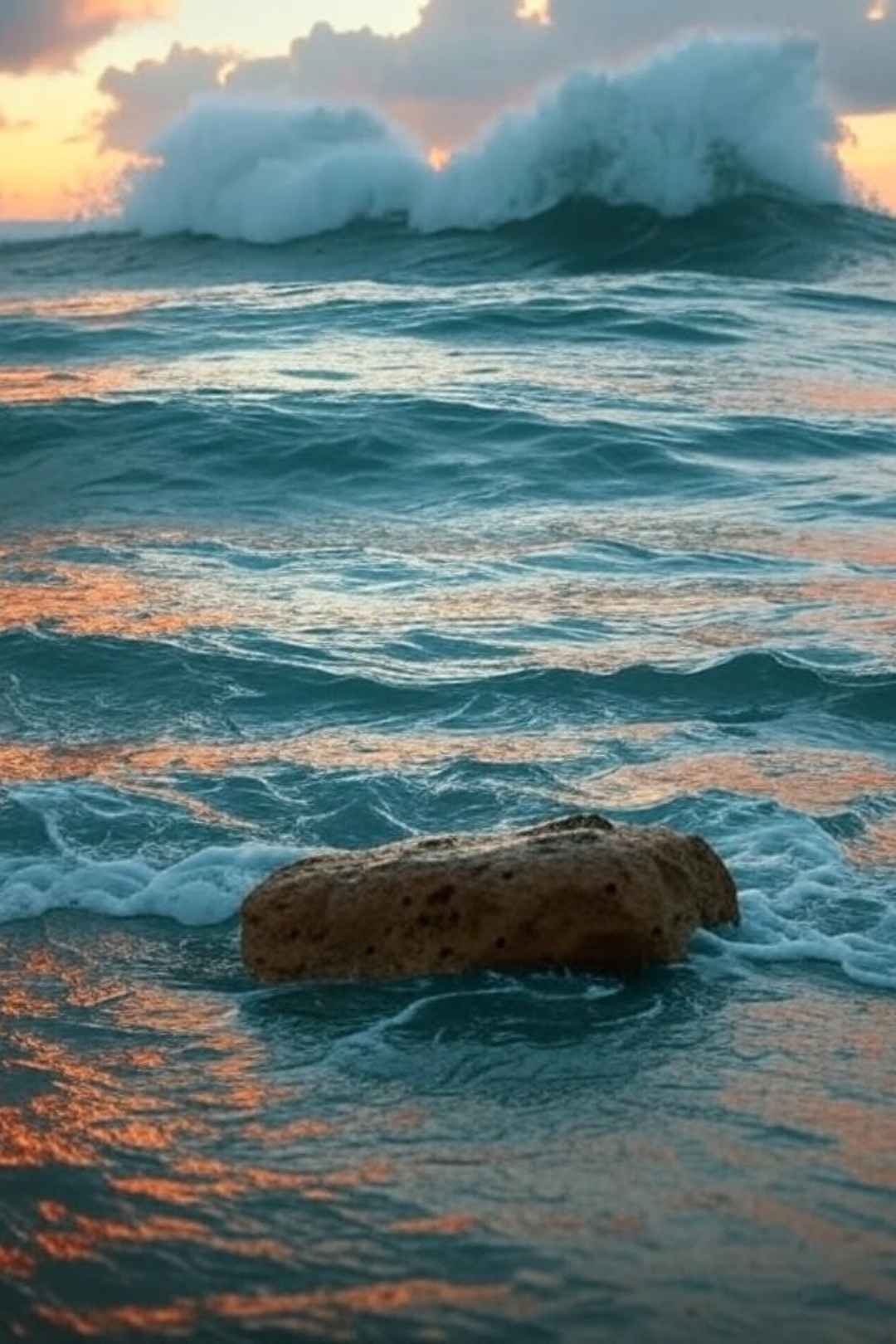 Sunset Sea Waves Free Stock Image